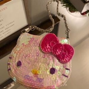 Hello Kitty Sanrio Sequined Wristlet with Chain Strap HK